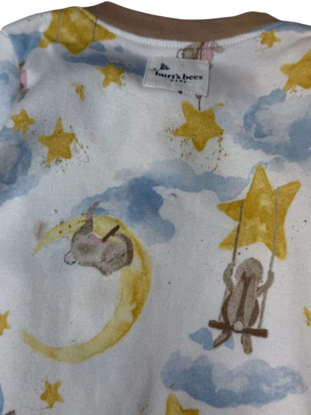 Burt's Bees Baby Moon & Stars Footed Zip Romper 3-6 Months